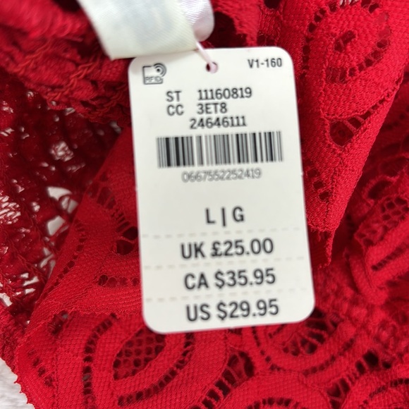 PINK Victoria's Secret CROCHET LACE Red Bra BRALETTE SIZE L - Picture 11 of 15